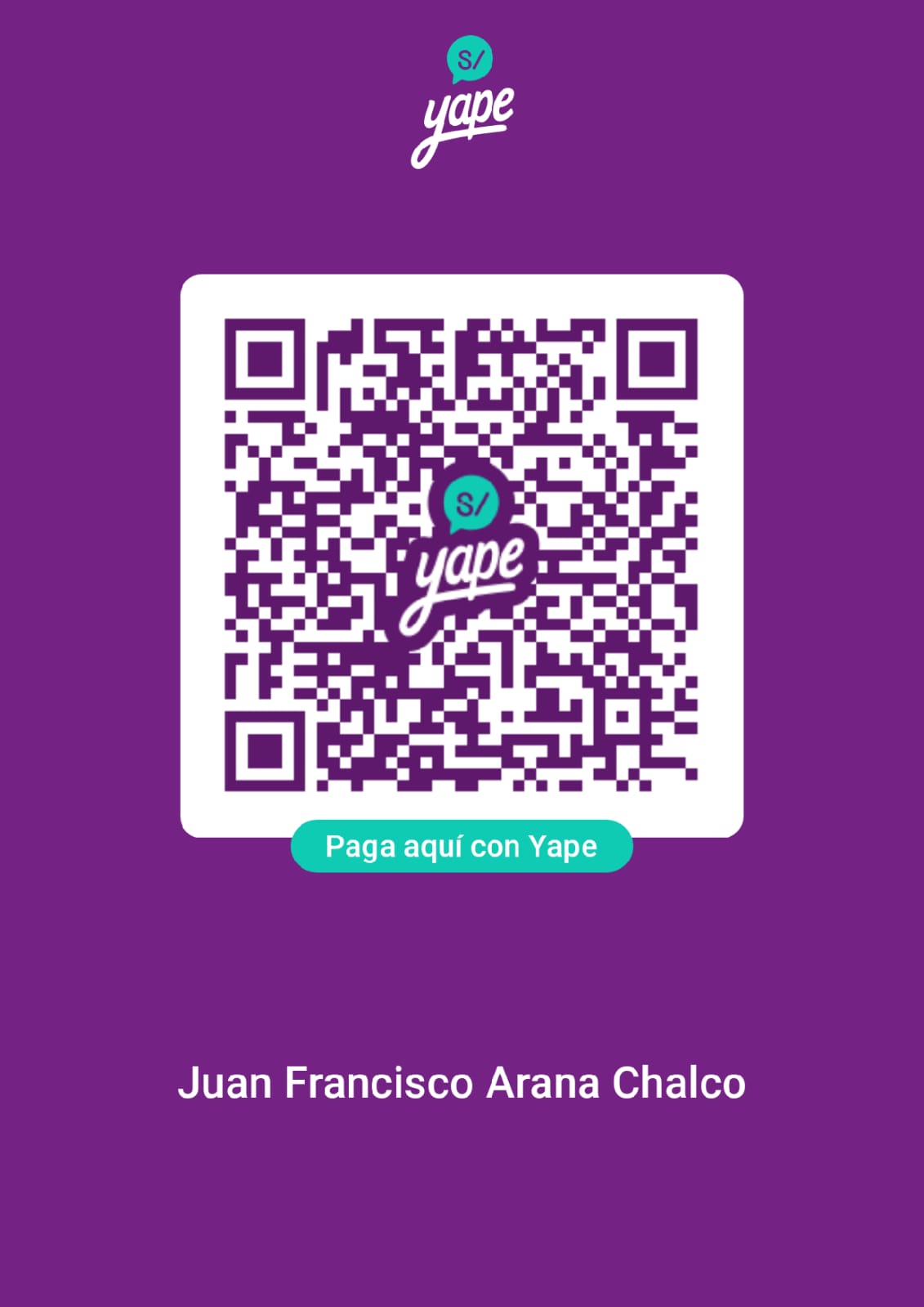 QR Yape Juan Francisco Arana Chalco